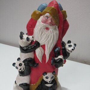 90's Christmas House of Hatten Santa Claus Panda Bear 9'' Figurine Susan M Smith